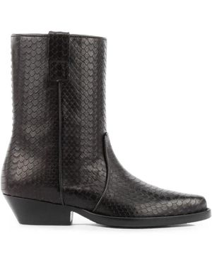 ROTUE Kid Again Snake-Effect Leather Boots - Black