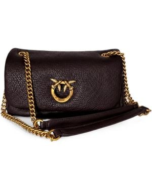 Pinko Love Birds Leather Crossbody Bag - Black