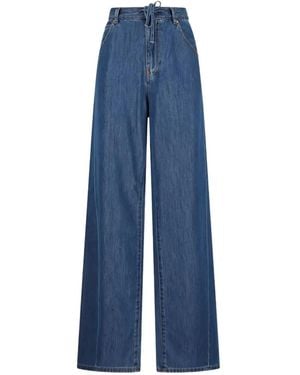 DARKPARK Drawstring-Waist Wide-Leg Jeans - Blue