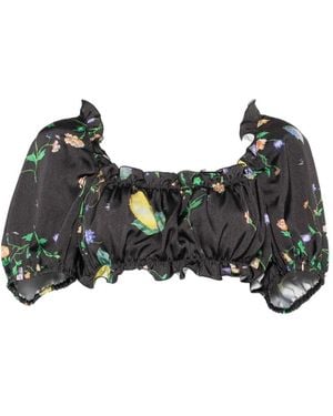 Moschino Floral-Print Crop Top - Black