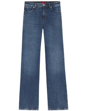HUGO Logo-Patch Straight-Leg Jeans - Blue