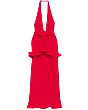 ROWEN ROSE Ruffled Pleated Maxi Dress - Red