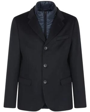 Herno Button-Fastening Layered Jacket - Blue