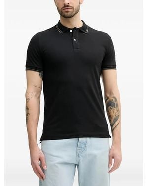 Geox Ribbed-Trim Polo Shirt - Black