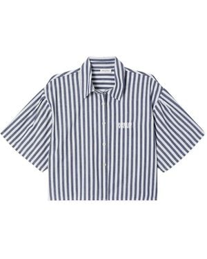 American Vintage Shirt Met Geborduurd Logo - Blauw