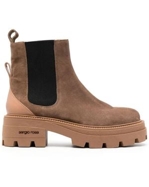 Sergio Rossi Sr Milla Square-Toe Suede Boots - Brown