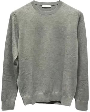 Diktat Crew-Neck Ribbed-Trim Sweater - Gray