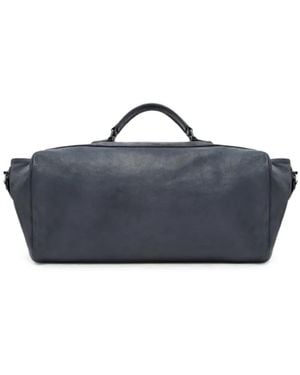 Giorgio Armani Suede-Panelled Leather Duffel Bag - Blue