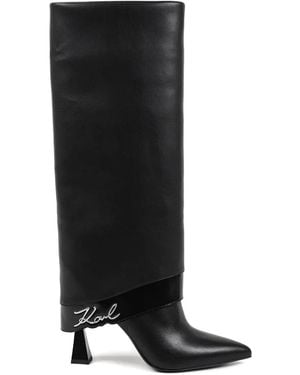 KARL LAGERFELD Logo-Appliqué Boots - Black