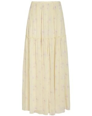 LoveShackFancy Positano Pleated Skirt - White