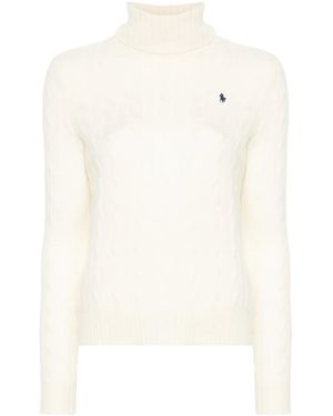Polo Ralph Lauren Turtle Neck Sweather With Logo - White