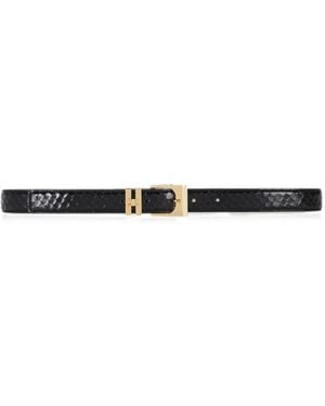 Elisabetta Franchi Leather Belt With Fish-Scale Pattern - White