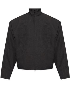 Balenciaga Padded-Shoulder Zip-Up Jacket - Black