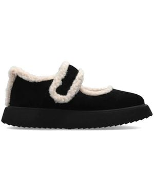 Inuikii Shearling-Trim Leather Ballet Flats - Black