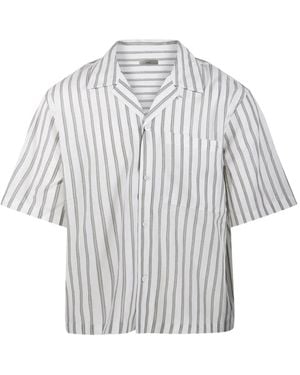 DUNST Striped Short-Sleeve Shirt - Grey