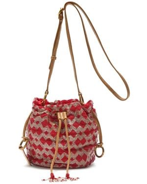 Maliparmi Bead-Embellished Geometric-Pattern Bucket Bag - Red