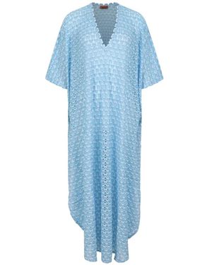 Missoni Crochet-Knit Scalloped-Edge Dress - Blue