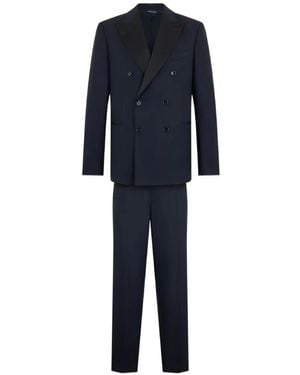 Brooks Brothers Virgin Wool Double-Breasted Suit - Blue