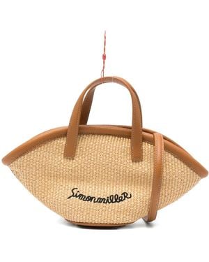 Simon Miller Raffia Leather-Trimmed Tote Bag - Natural