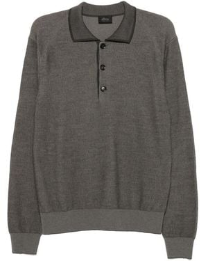 Brioni Ribbed-Knit Long-Sleeve Sweater - Gray