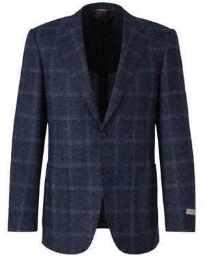 Canali Checked Blazer - Blue