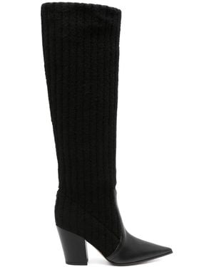 Gianvito Rossi 85Mm Panelled-Design Boots - Black