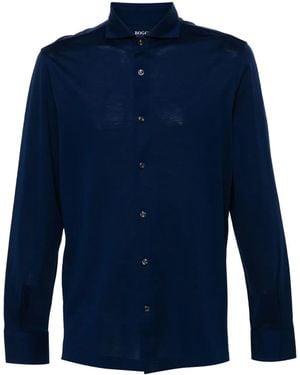 BOGGI Piqué-Weave Shirt - Blue
