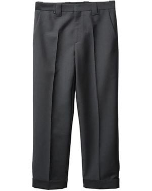 Versace Wool-Mohair Regular Formal Trousers - Grey