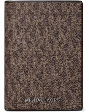 Michael Kors Monogram-Pattern Cardholder - Brown
