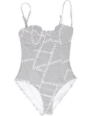 Elisabetta Franchi ポルカドット ワンピース水着 - ホワイト