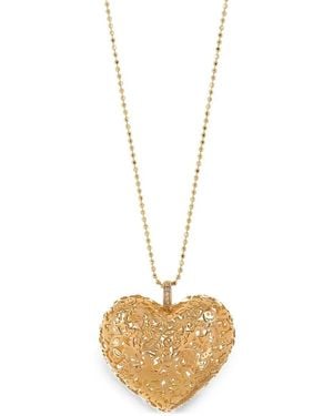 Sydney Evan Extra-Large Puffy Heart Icon Diamond Necklace - Metallic