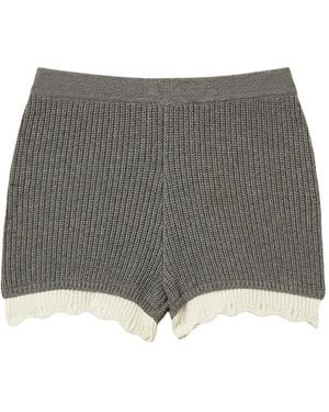 Twinset Knitted Shorts With Scalloped Details - Gray