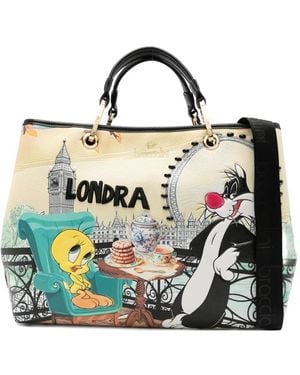 Braccialini Cartoline Lt London-Print Tote Bag - Blue