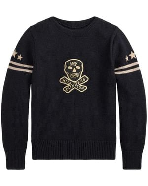 RRL Pull À Écusson Tête De Mort Et Broderie Étoile - Bleu