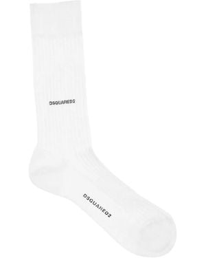 DSquared² Logo-Embellishment Ribbed Socks - White