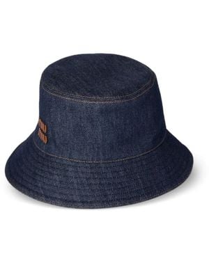 Miu Miu Denim Bucket Hat in White | Lyst