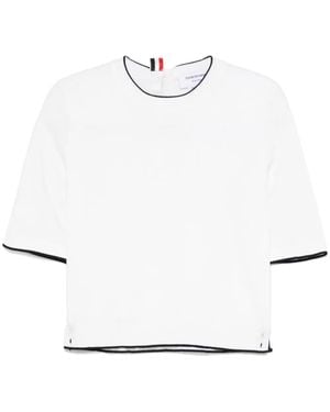 Thom Browne 4-Bar Stripe Cotton T-Shirt - White