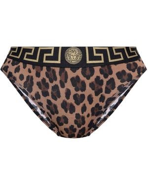 Versace Leopard-Print Briefs - Brown