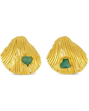 FENOMENA Emerald Shell-Motif Earrings - Yellow