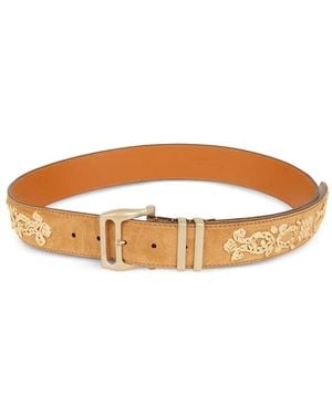 Ermanno Scervino Embroidered Suede Belt - Brown