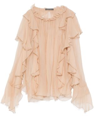 Alberta Ferretti Chiffon Blouse - Natural