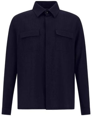 Herno Flap-Pocket Shirt - Blue