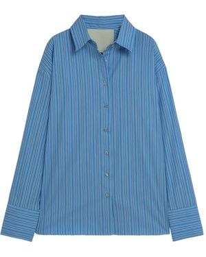 A PAPER KID Striped Button Shirt - Blue