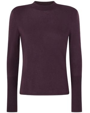 Pinko Merino-Wool Sweater With Removable Shoulder Pads - Purple