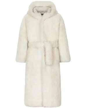 Dolce & Gabbana Hooded Belted Coat - White