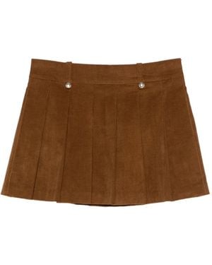 Maje Minirock aus Cord mit Falten - Braun