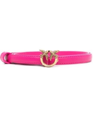 Pinko Ceinture En Cuir À Plaque Logo - Rose