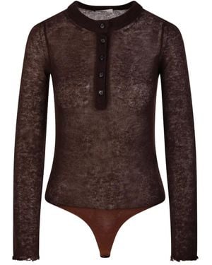 Haikure Langärmeliger Body mit Knopfleiste - Braun