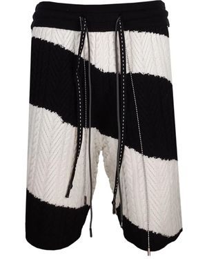 Mostly Heard Rarely Seen Cable-Knit Striped Shorts - Black