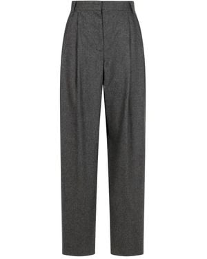 Emporio Armani Wool Checked Trousers - Grey